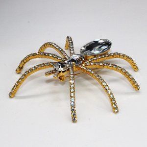 Large Rhinestone Spider Brooch